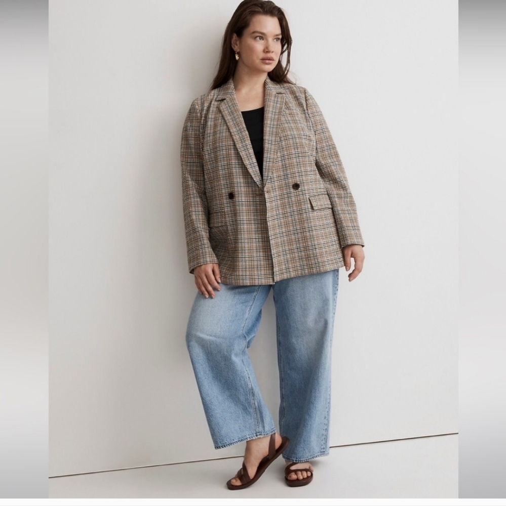 Madewell Plus Caldwell Double-Breasted Blazer in Prejean Plaid - Size 1X NWT